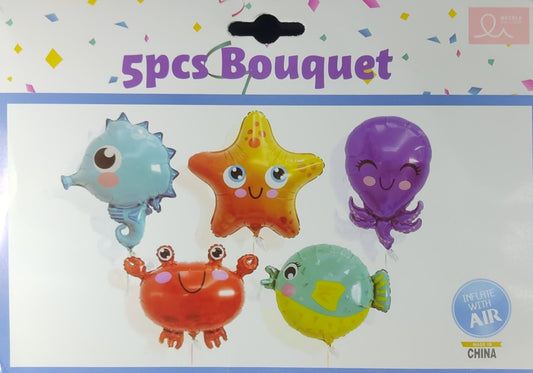 Sea Animals Foil Balloon - 5 pieces set for Simple Birthday Decorations at Home