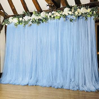 Decorative Net Curtain - Light Blue for Simple Birthday Decorations at Home