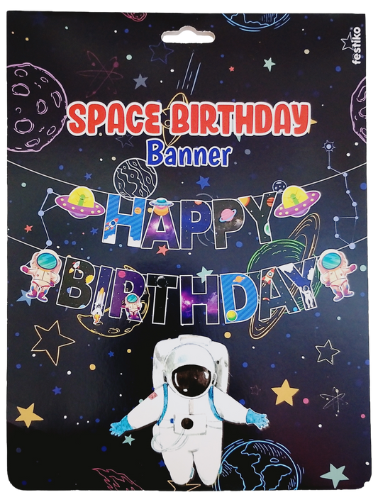 Space Themed Happy Birthday Banner – Astronaut Theme Party Décor - Jack&Jinn