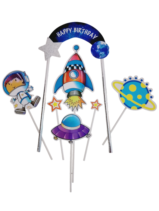 Space Theme Cake Topper Set – Multi-Piece Space Birthday Décor - Jack&Jinn