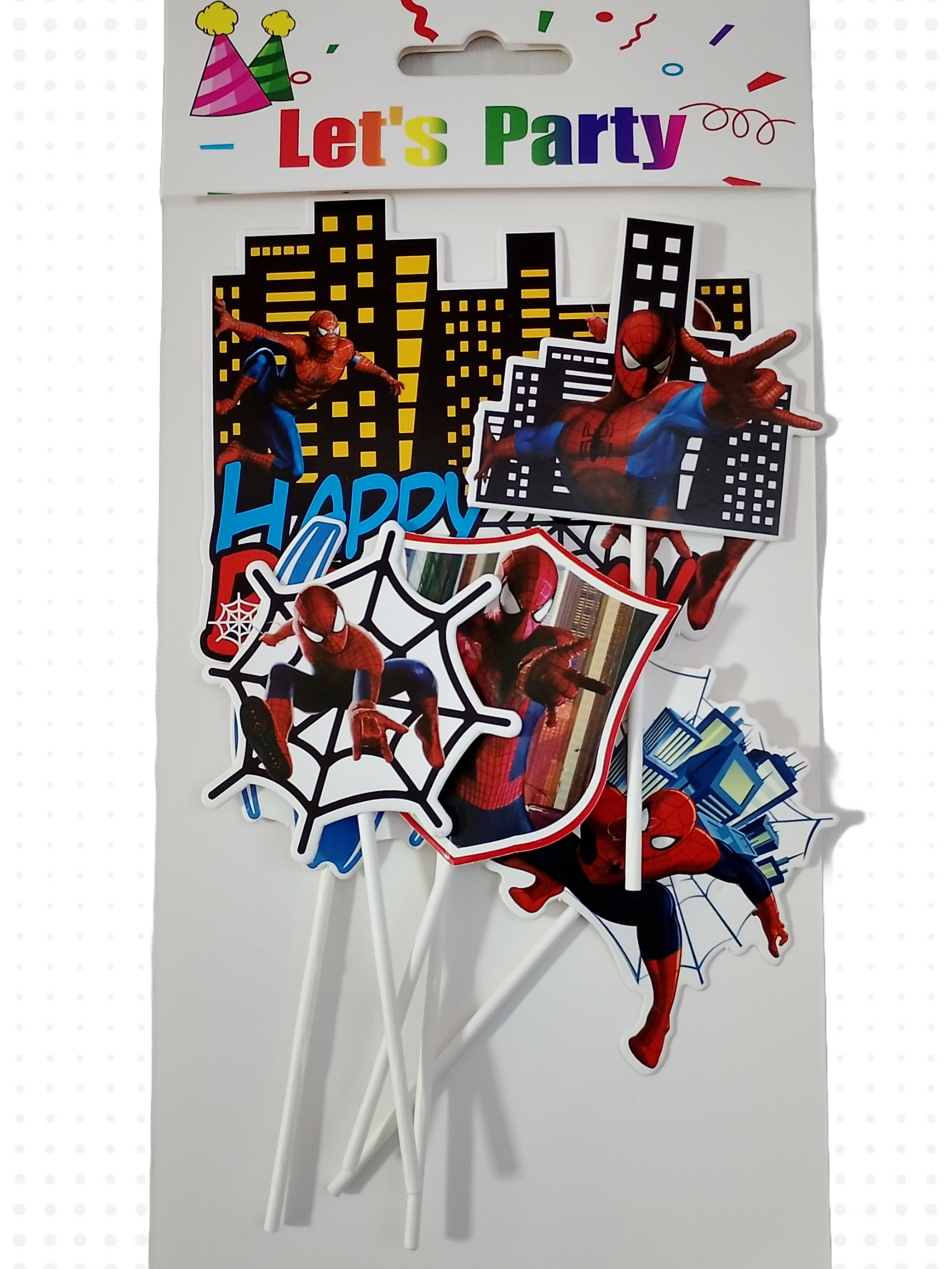 Spiderman Cake Topper Set – 6 Pieces | Superhero Theme Birthday Decoration - Jack&Jinn