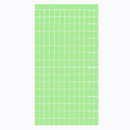 Large Square Foil Curtain backdrop - Pastel Green for Simple Birthday Decorations at Home