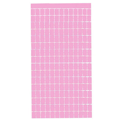 Large Square Foil Curtain backdrop - Pastel Pink for Simple Birthday Decorations at Home