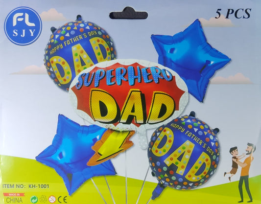 Super Hero Dad Foil Balloon - 5 pieces set for Simple Birthday Decorations at Home